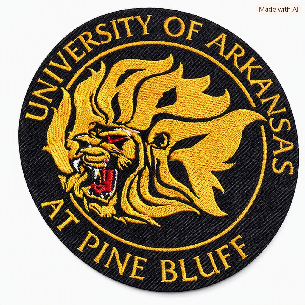 Arkansas Pine Bluff Golden Lions embroidered iron-on patch