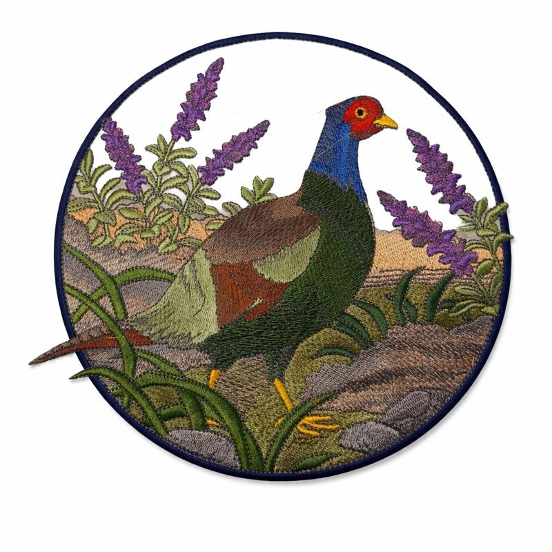 Pájaros personalizados en círculo, faisán verde, círculo más allá de la visión [18,1 x 19,8 cm]