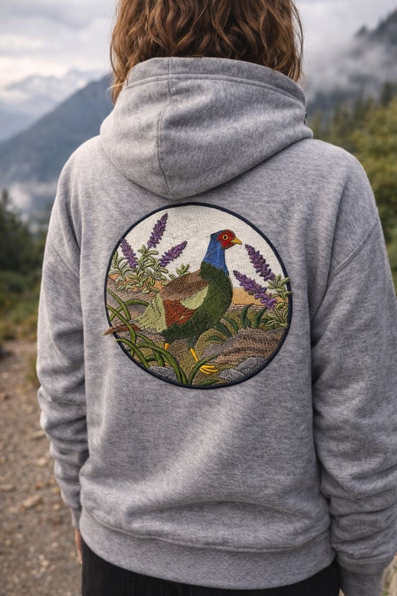 Pájaros personalizados en círculo, faisán verde, círculo más allá de la visión [18,1 x 19,8 cm]