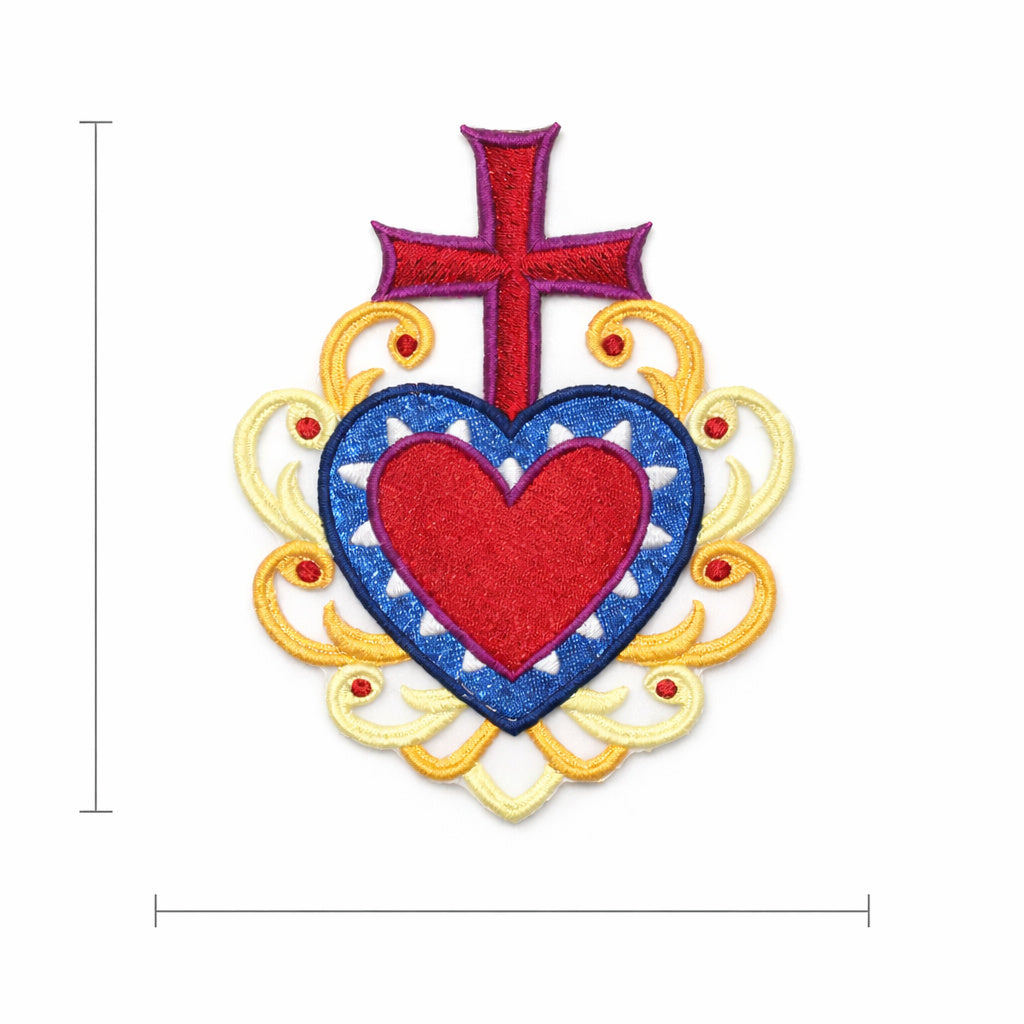 Parche bordado para planchar o coser "Milagro Healing Hearts" (Corazón, Cruz, Milagro), personalizado y único [12,7 cm x 16,3 cm] [Hecho en EE. UU.]