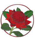 Waratah Flower Circle embroidered iron-on patch