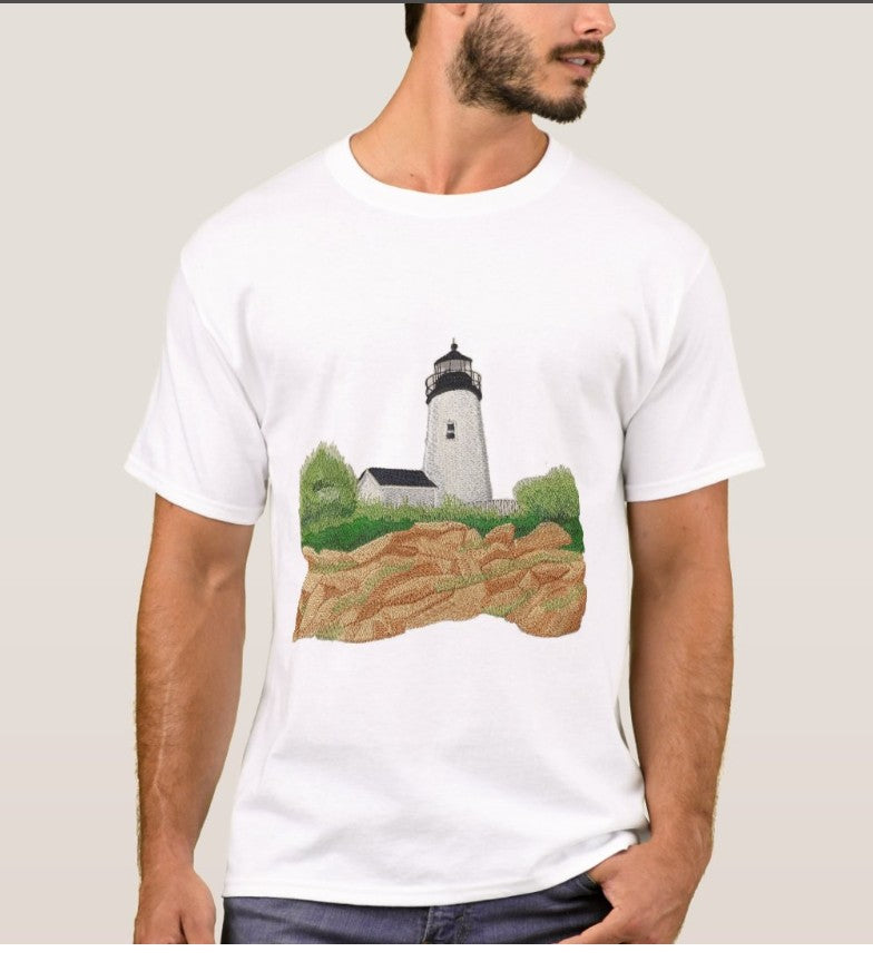 Pema quid Point Lighthouse Maine Embroidered Patch – Coastal Nautical Appliqué5.85" x 6.62"