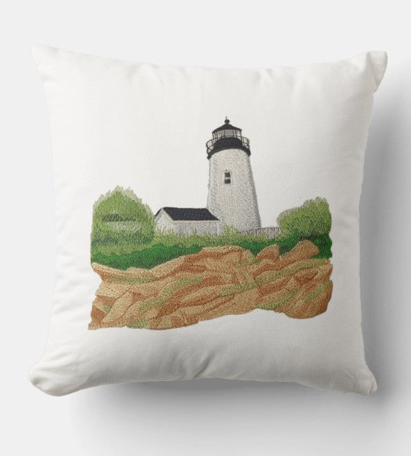 Pema quid Point Lighthouse Maine Embroidered Patch – Coastal Nautical Appliqué5.85" x 6.62"