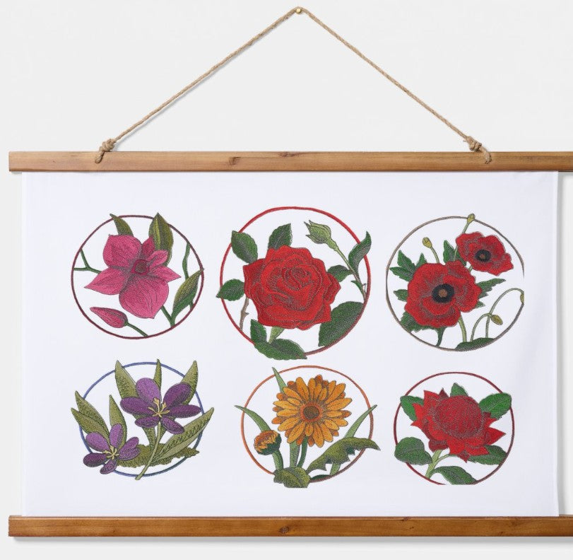 Poppy Flower Circle Embroidered Patch – 5.85" x 5.85" | Iron-On & Sew-On (Copy)