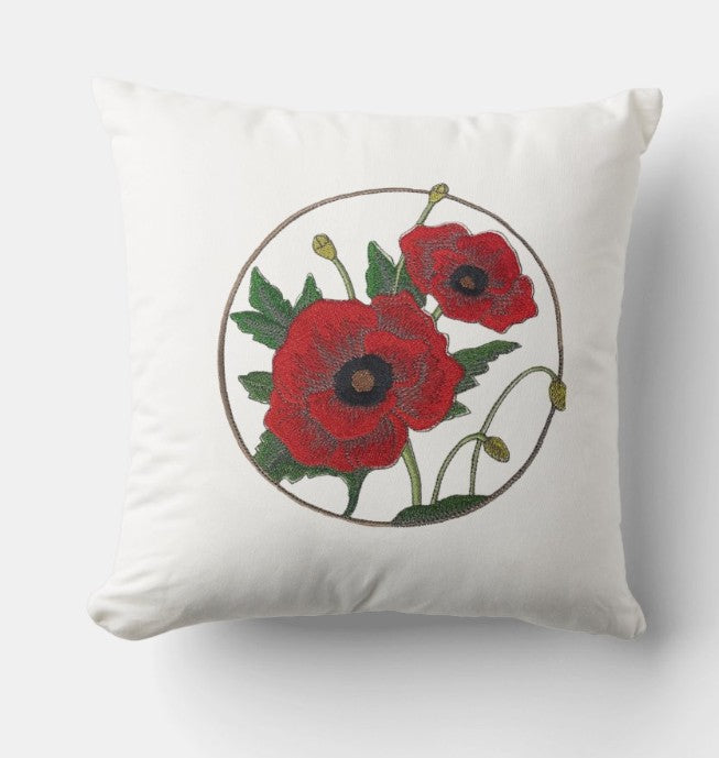 Poppy Flower Circle Embroidered Patch – 5.85" x 5.85" | Iron-On & Sew-On (Copy)