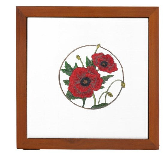 Poppy Flower Circle Embroidered Patch – 5.85" x 5.85" | Iron-On & Sew-On (Copy)