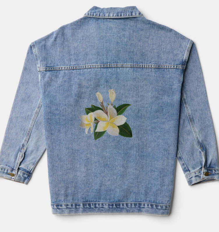 Beyond Vision Frangipani Flower Bunch  Embroidered Patch, 7.8"(w) x 7.2"(h)