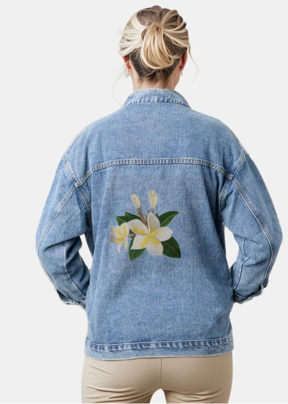Beyond Vision Frangipani Flower Bunch  Embroidered Patch, 7.8"(w) x 7.2"(h)