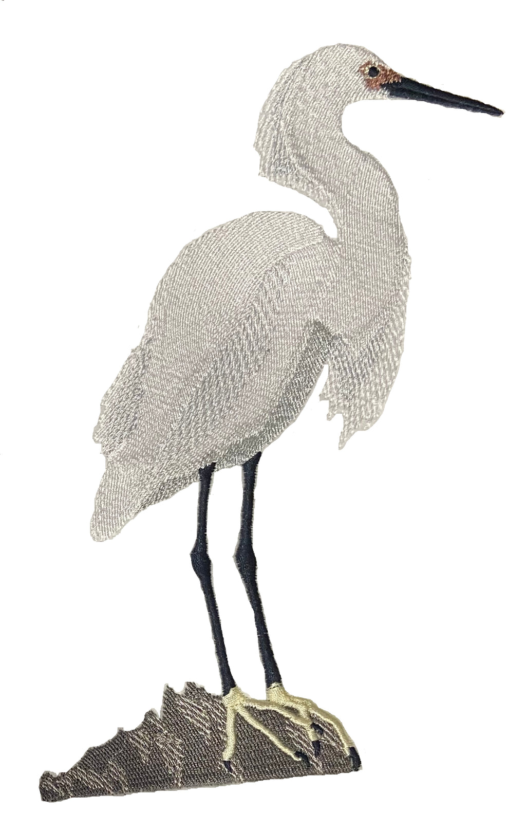 Custom Bird Snowy Egret Embroidered Iron on/Sew Patch [5.8"(w) x 7.9"(h)]