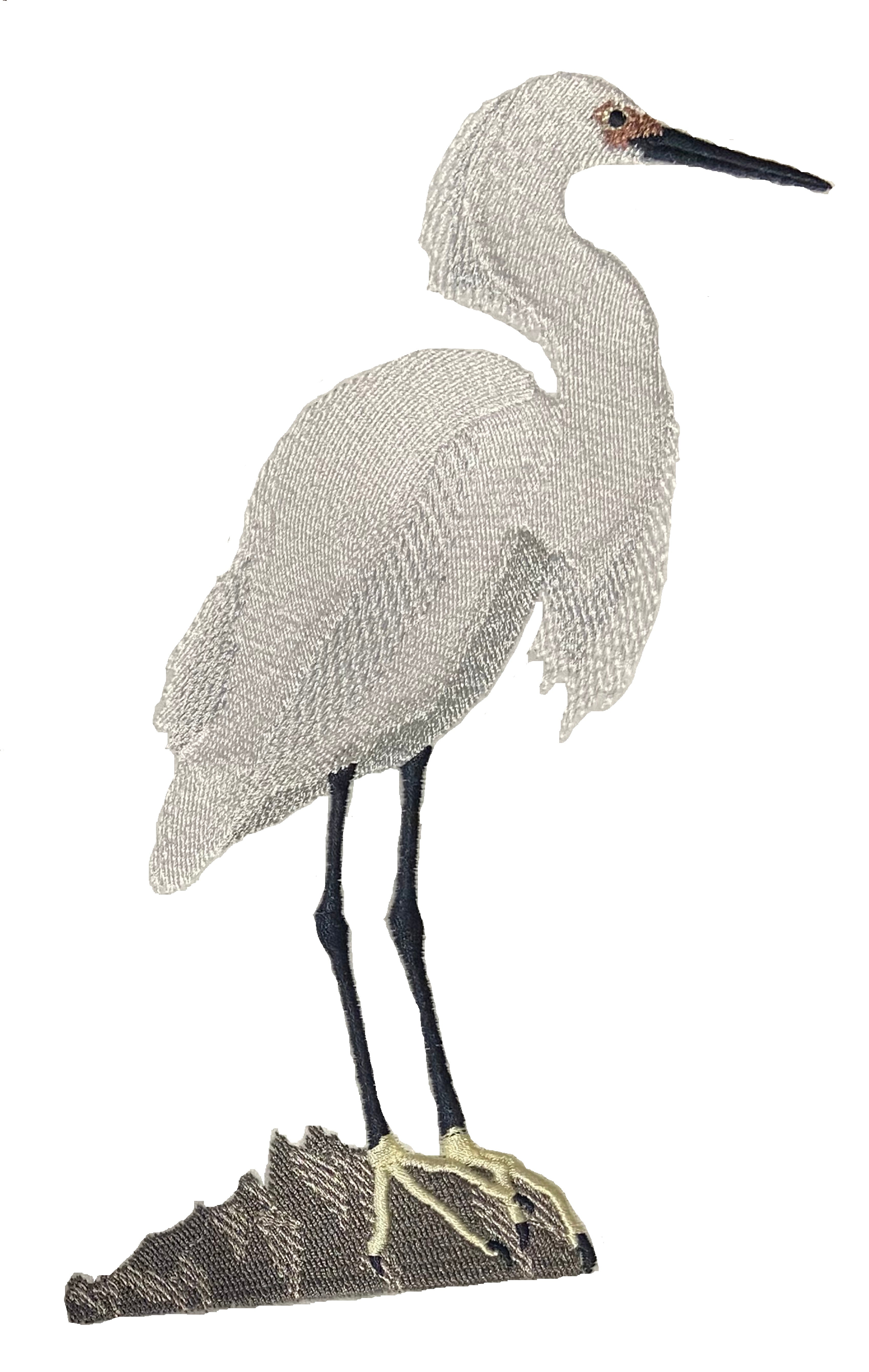 Custom Bird Snowy Egret Embroidered Iron on/Sew Patch [5.8"(w) x 7.9"(h)]