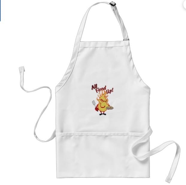 Diseño de delantal para barbacoa "Vayamos al interior" [Entusiasmaos] Parche bordado para planchar o coser de 5,5" x 8". Hecho en EE. UU.