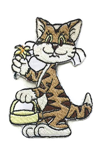Nature Weaved in Threads, Amazing Baby Animal Kingdom [Easter Cat ] [Custom and Unique] Embroidered Iron on/Sew Patch [4." x 2.67"]