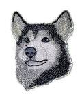 Siberian Husky Dog Face (2.3" x 3") embroidered iron-on patch