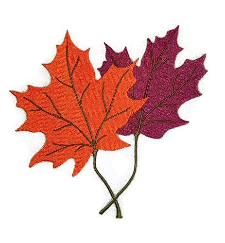 Fall at Its Best Unique Portraits [ Maple Leaf Pair ] Embroidered Iron on/Sew Patch (7.17" x 5.83") [Made in USA]