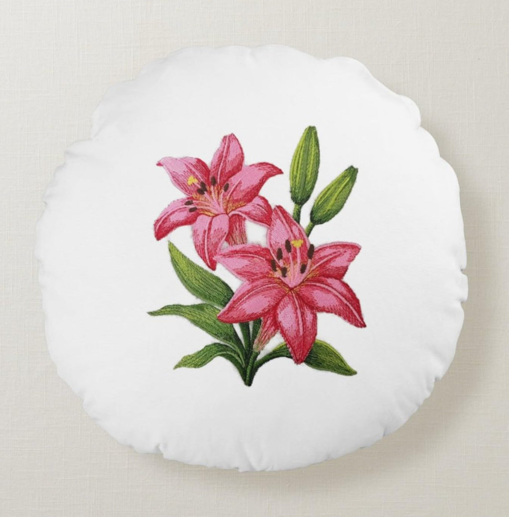 Parche bordado de flores de lirio rosa BeyondVision – Aplique floral grande de 15,87 x 18,8 cm para planchar o coser – Parche floral decorativo para chaquetas, vaqueros, bolsos y manualidades – Hecho en EE. UU.