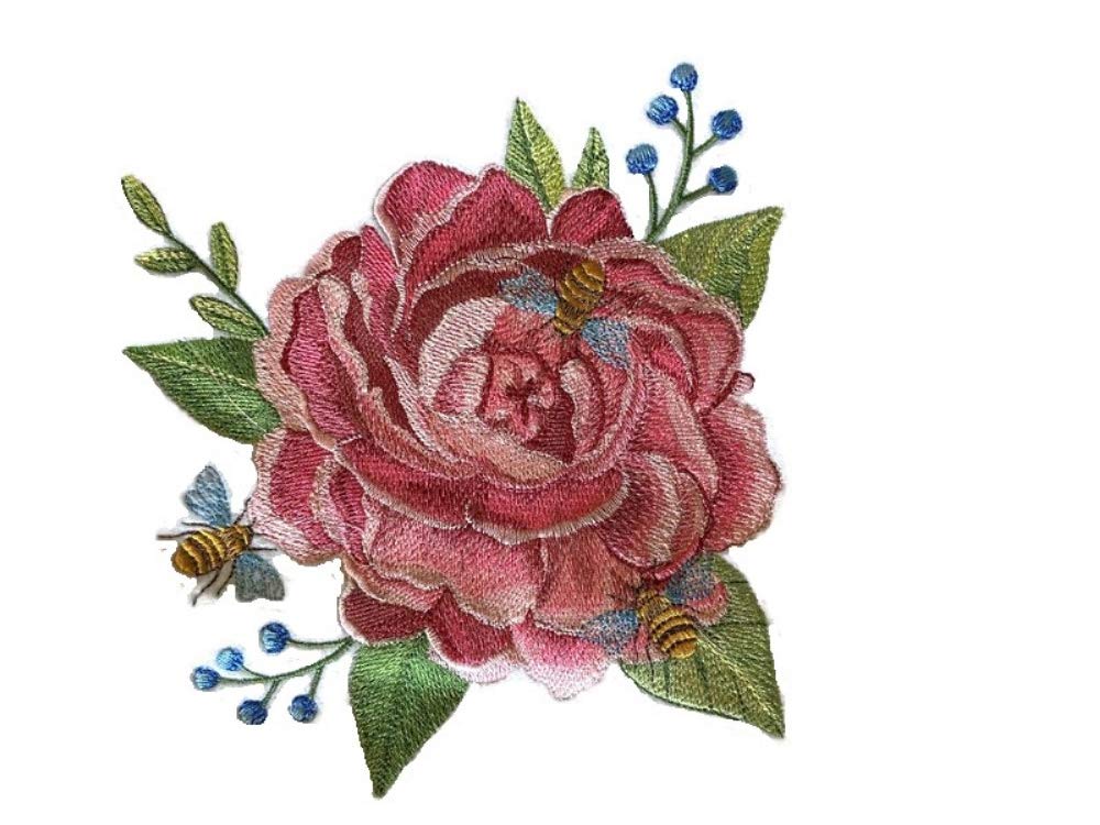 Custom and Unique (Buzzing Summertime Bloom) Blooms Flower Embroidered Iron on/Sew Patch (6.85" x 7.53") [Made in USA]