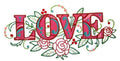 Love with Vintage Flower Fade (9.33" x 4.7") embroidered iron-on patch