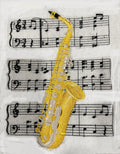 Saxophone and Sheet Music (5.86" x 7.82") embroidered iron-on patch