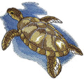 Nature's Bounty Turtle Portraits [ Sea Turtle ] / (6" x 5") ] embroidered iron-on patch