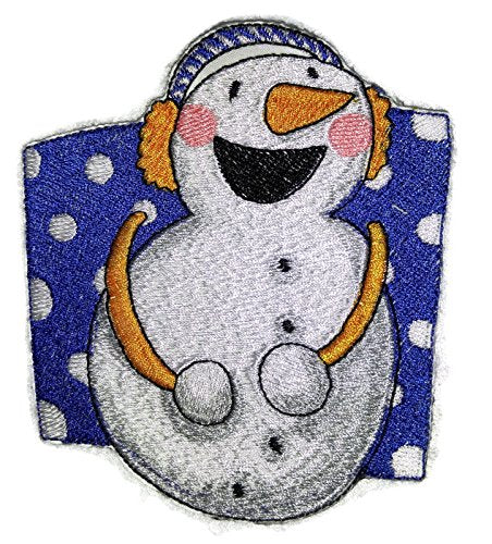 Parche bordado para planchar o coser con diseño de muñeco de nieve navideño campestre [11,2 cm x 10,2 cm] [Hecho en EE. UU.]