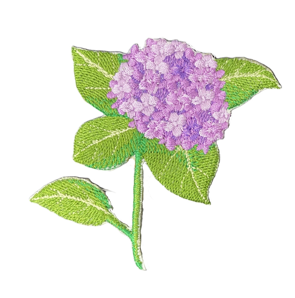 Hydrangea Flower Embroidered Iron on/Sew Patch (3.15" x 3.8")