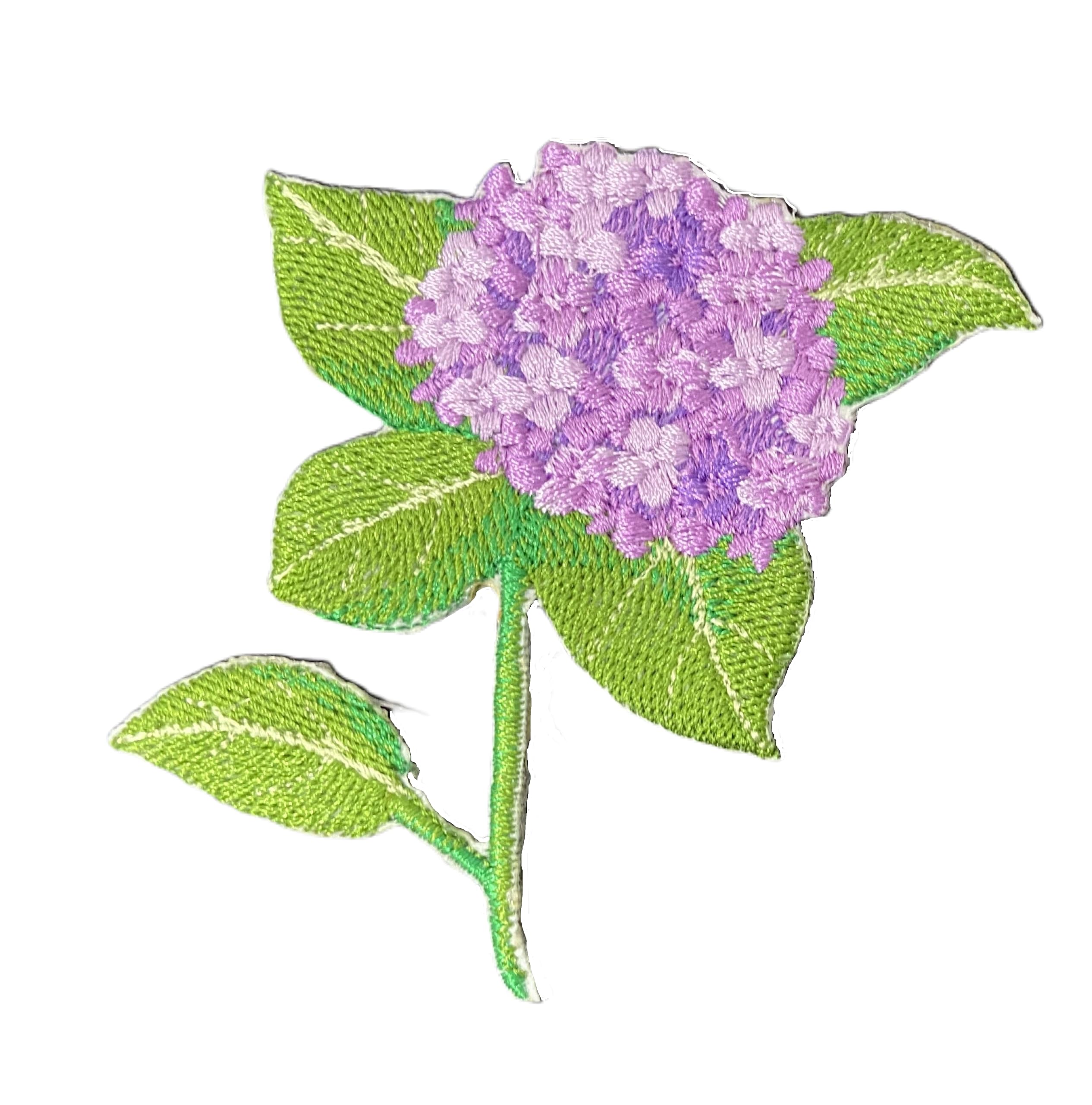 Hydrangea Flower Embroidered Iron on/Sew Patch (3.15" x 3.8")