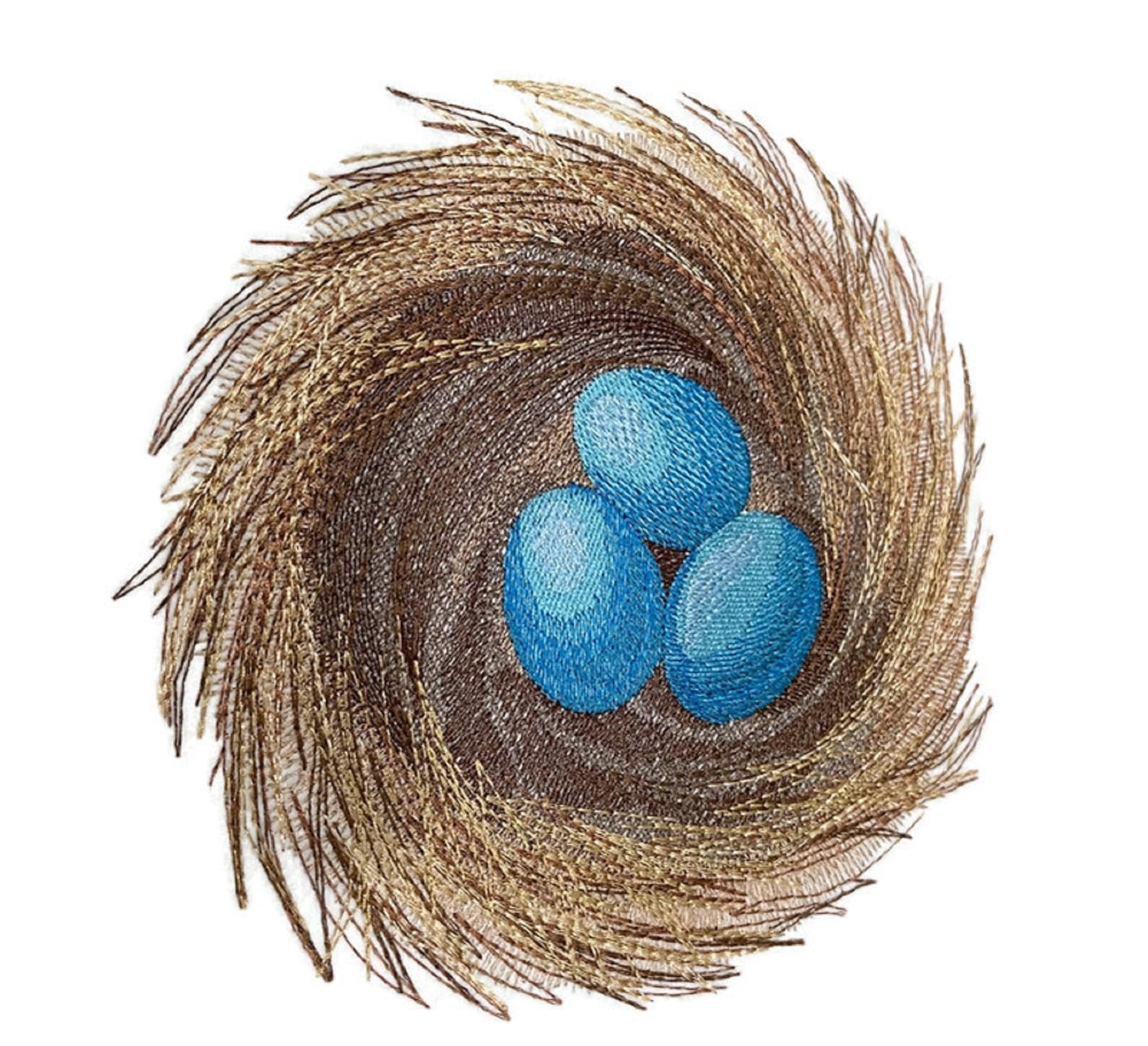 Parche bordado para planchar o coser con diseño de pájaro realista "Nido de petirrojo" de Beyond Vision [19,8 x 19,7 cm]