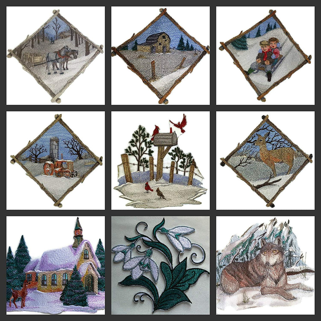Custom and Unique Winter Bonanza [ Winter Farm Diamond ] Embroidered Iron on/Sew Patch (7" x 7") [Made in USA]