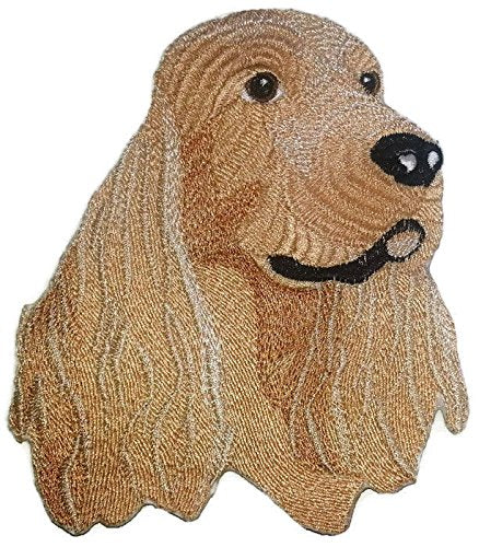 Impresionante parche bordado termoadhesivo/cosido de cara de perro Cocker Spaniel personalizado [15 x 13 cm] [Hecho en EE. UU.]