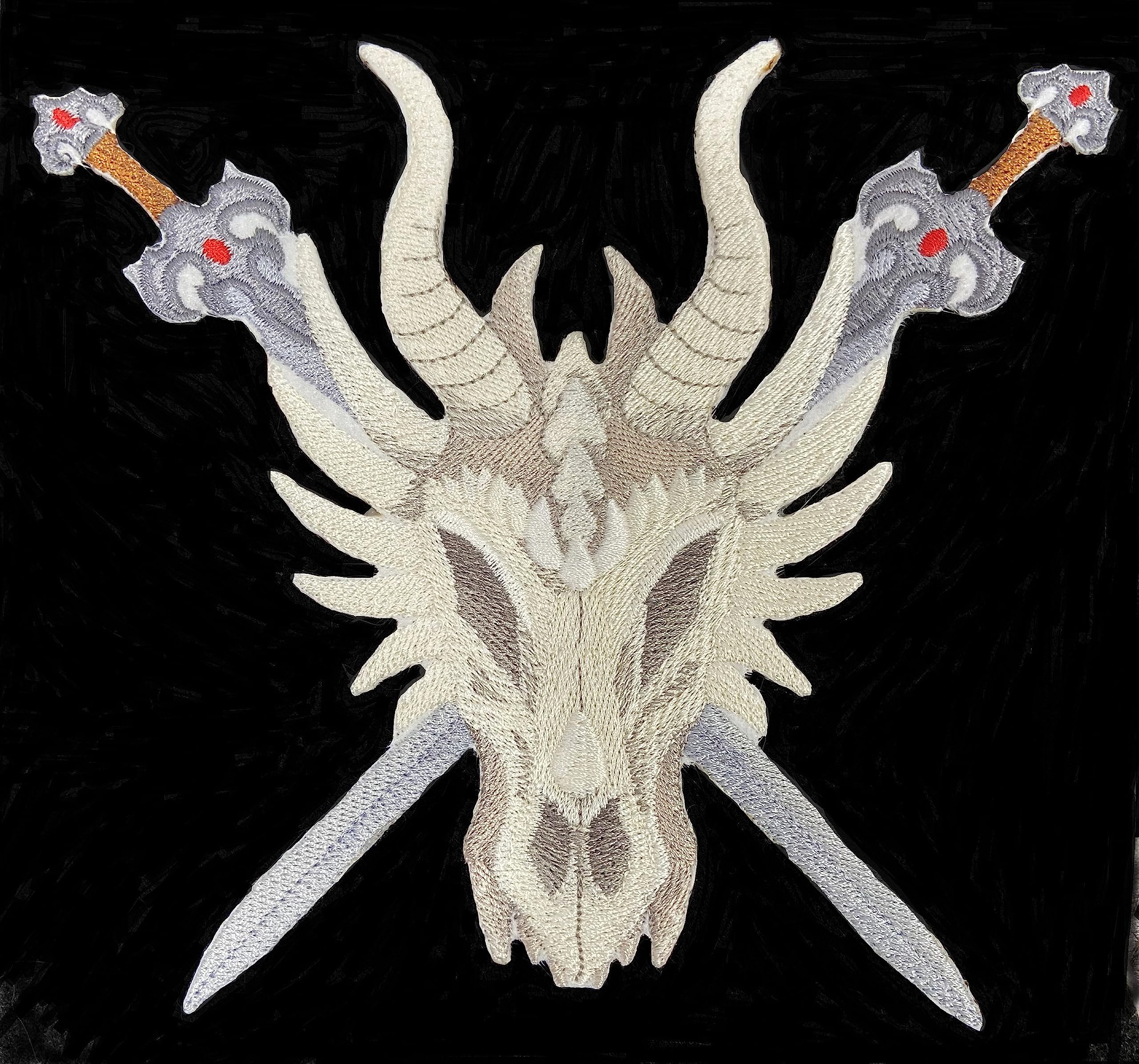 Parche bordado de calavera de dragón personalizado para planchar o coser [6,61" x 5,87"]