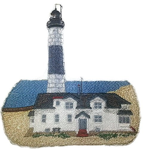 Parche bordado termoadhesivo "Capitán Veo la Luz", personalizado y único, para faro [Faro de Big Sable Point] [15,8 cm x 14,7 cm] [Hecho en EE. UU.]