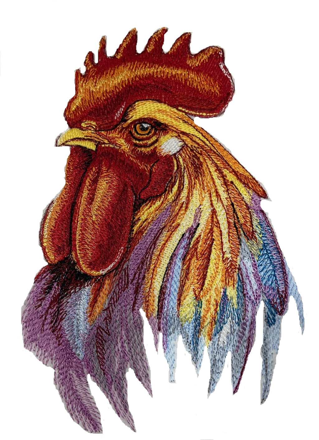 Nature Weaved in Threads, Amazing Rooster [Lively Rooster in Watercolor] [Custom and Unique] Embroidered Iron on/Sew Patch (4.88" x 7.79")