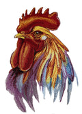 Nature Weaved in Threads, Rooster [Lively Rooster in Watercolor] [] / (4.88" x 7.79") embroidered iron-on patch