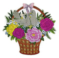 Lovebirds with Basket (5.5" x 5") embroidered iron-on patch
