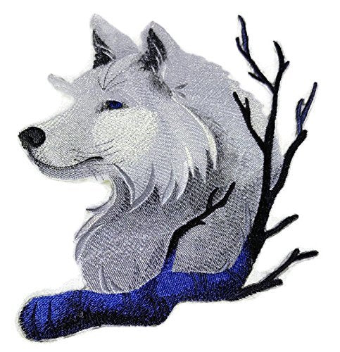 BeyondVision Nature Weaved in Threads, Amazing Animal Kingdom [Wintry Wolf ] [Custom and Unique] Embroidered Iron on/Sew Patch (6.5" x 7.8") [Made in USA]