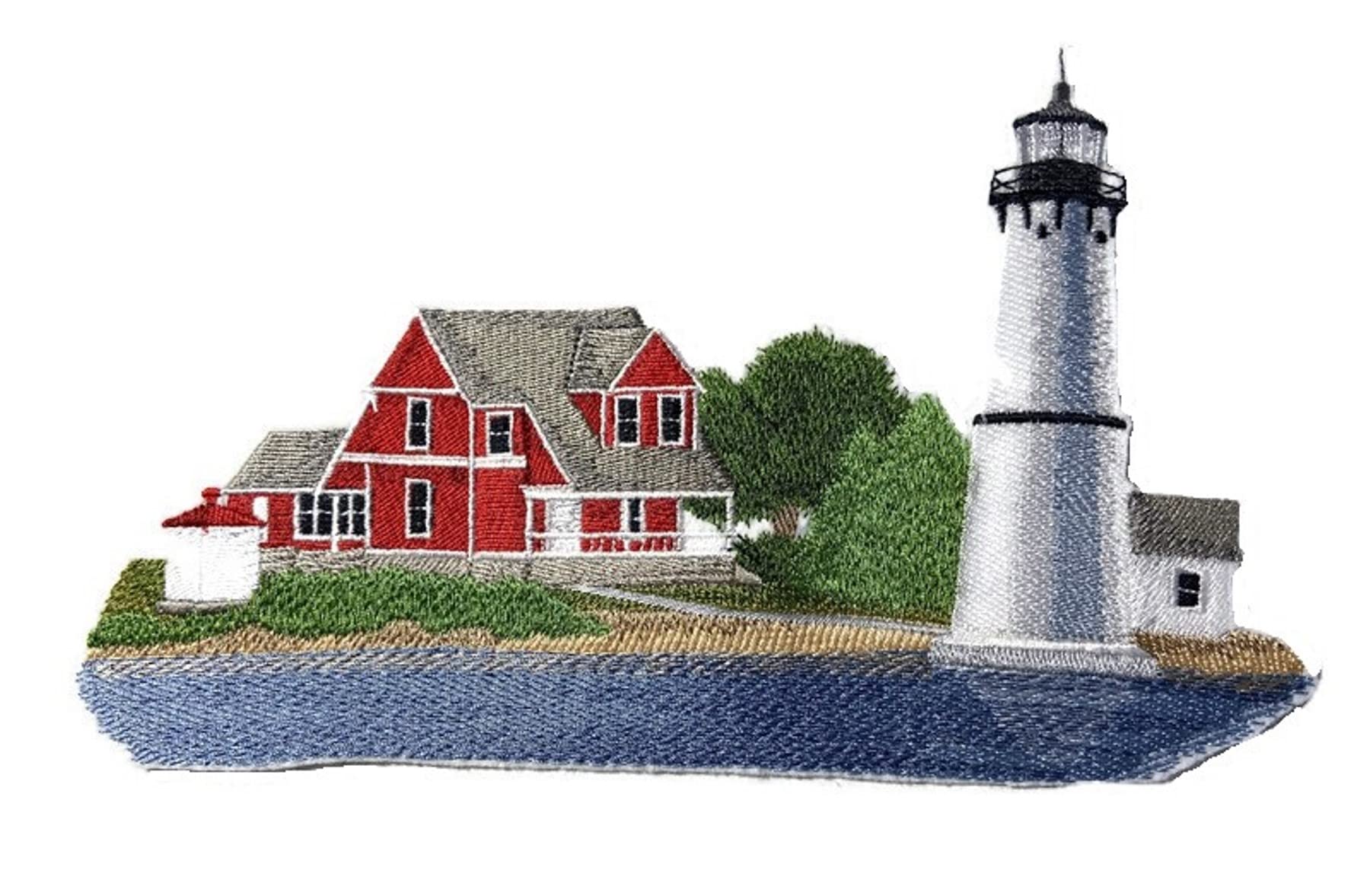Captain I See The Light Custom and Unique Lighthouse [ Rock Island Lighthouse (New York) ] Embroidered Iron on/Sew Patch (9.4" x 5.5") [Made in USA]