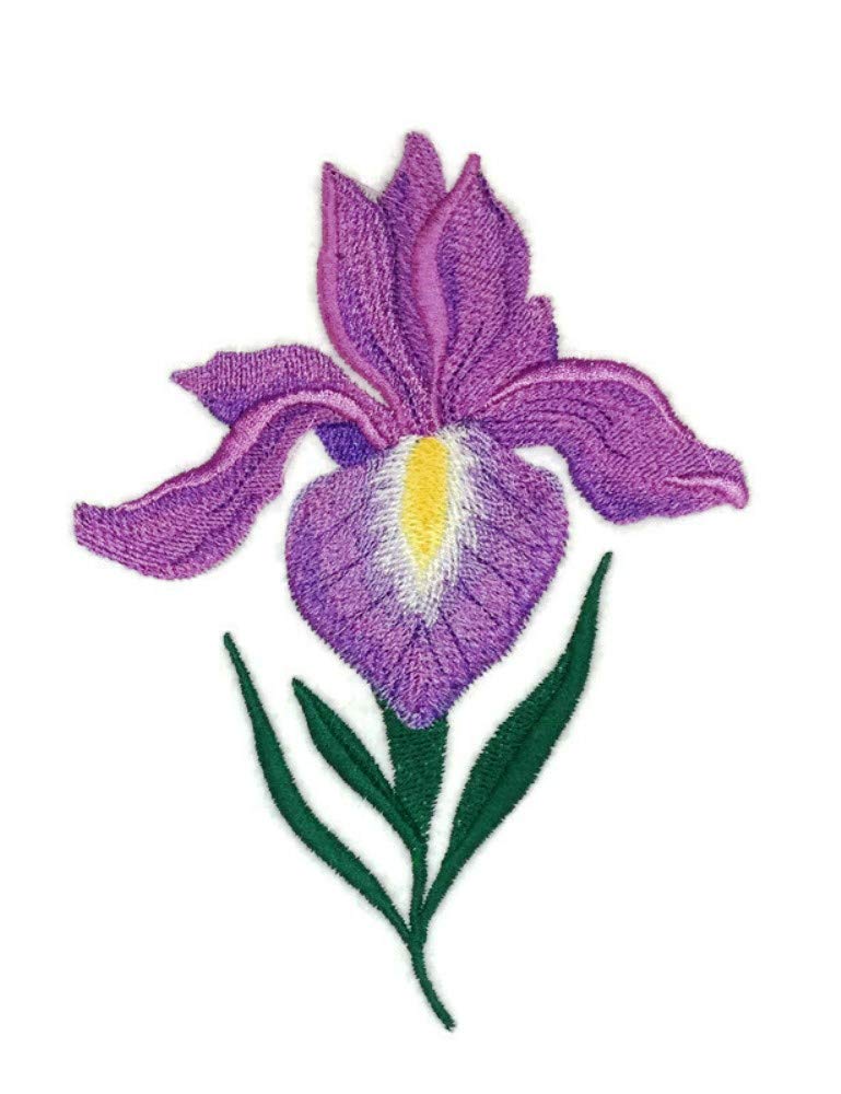 Custom and Unique (Bloom Iris) A Inspirational Blooms Flower Embroidered Iron on/Sew Patch (4.7" x 6.3") [Made in USA]