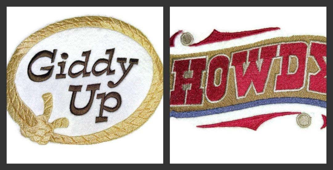 Custom and Unique Cowboy Gear [Giddy-Up Lasso ] Embroidered Iron on/Sew Patch (4" x 3.4") [Made in USA]