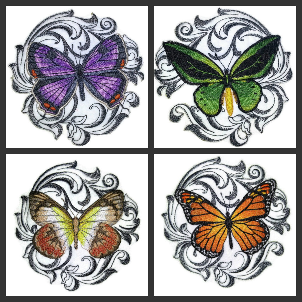 BeyondVision Custom and Unique Amazing Colorful Butterflies [ Scarlet Jezebel with Baroque ] Embroidered Iron On/Sew Patch (5" x 5") Made in USA