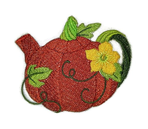 BeyondVision Custom and Unique Autumn Elegance Teapot Embroidered Iron on/Sew Patch (4" x 3.3") [Made in USA]