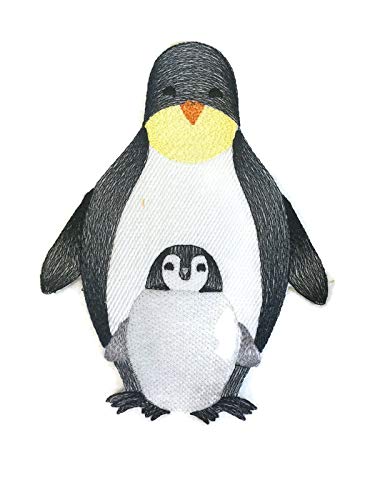 Naturaleza entretejida en hilos, increíble reino animal bebé [Pingüinos acurrucándose] [Personalizado y único] Parche bordado para planchar o coser [12,2 cm x 16,2 cm]