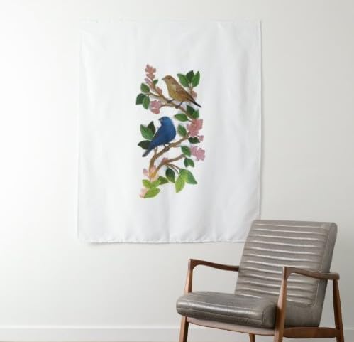 Nature Weaved in Threads, Amazing Birds Kingdom [Indigo Bunting Panel ] [Custom and Unique] Embroidered Iron on/Sew Patch (11.74" x 6.09") [Made in USA]