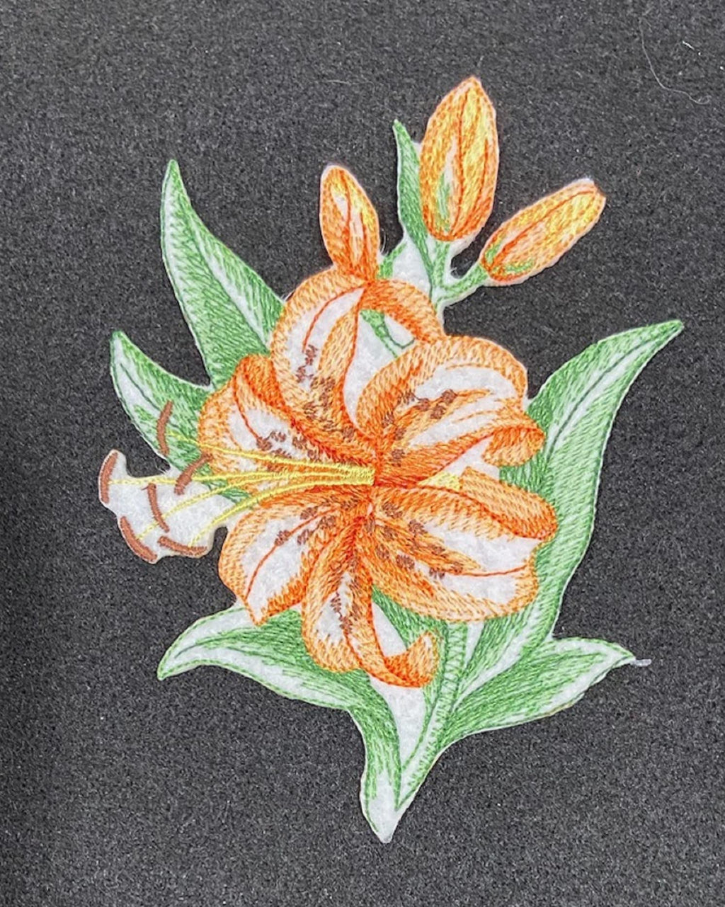 Custom Blooming Flowers Sketch [Sketched Tiger Lily Single ] Embroidered Iron on/Sew Patch (4.5" x 5") [Made in USA]