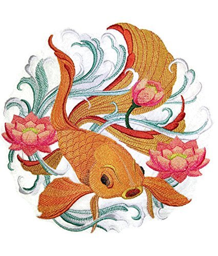 Hermosos retratos de peces personalizados de Nature's Bounty [pez dorado japonés] Parche bordado para planchar o coser [7,81" x 7,8"] Hecho en EE. UU.