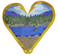 BeyondVision Let's Go Fishing [Fishing Heart Fighting Fish ] / (8" x 7.7") embroidered iron-on patch