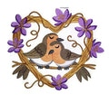 European Robin Love Nest (7.8" x 6.6") embroidered iron-on patch
