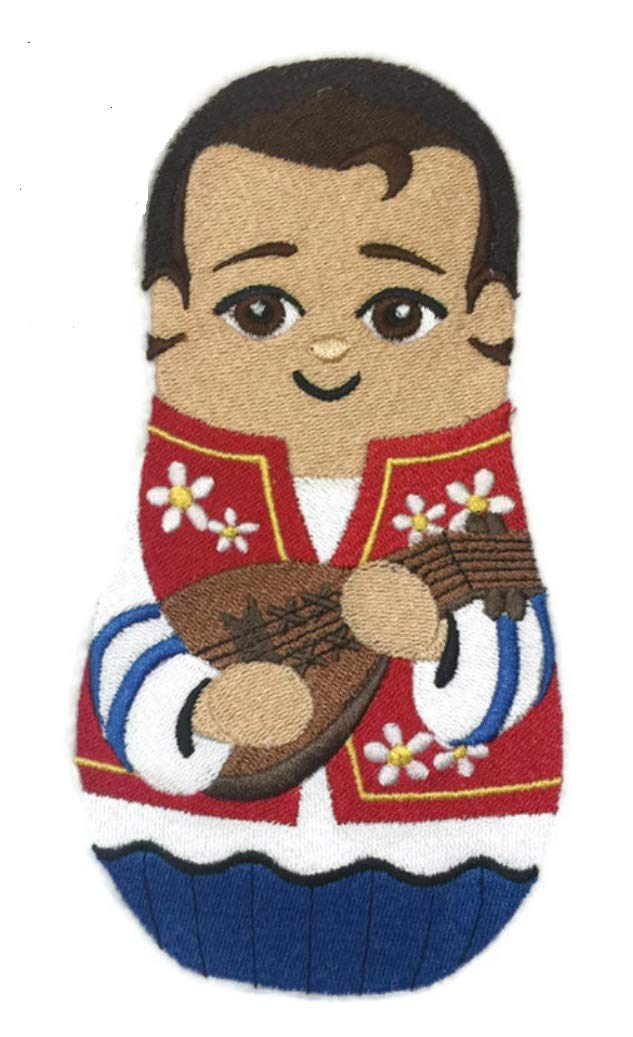 Impresionante arte ruso personalizado [Muñeca Matrioshka con parche bordado Kobza para planchar o coser (8,9 cm x 17,3 cm)] [Hecho en EE. UU.]