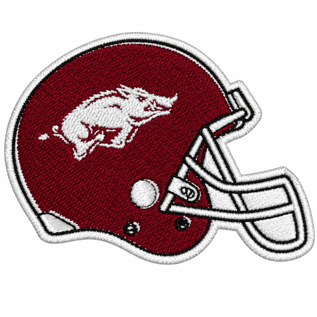 Arkansas helmet patch in maroon