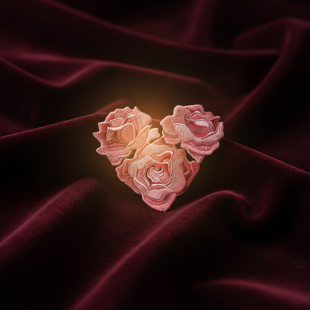 Artistic rose patch with dramatic lighting
