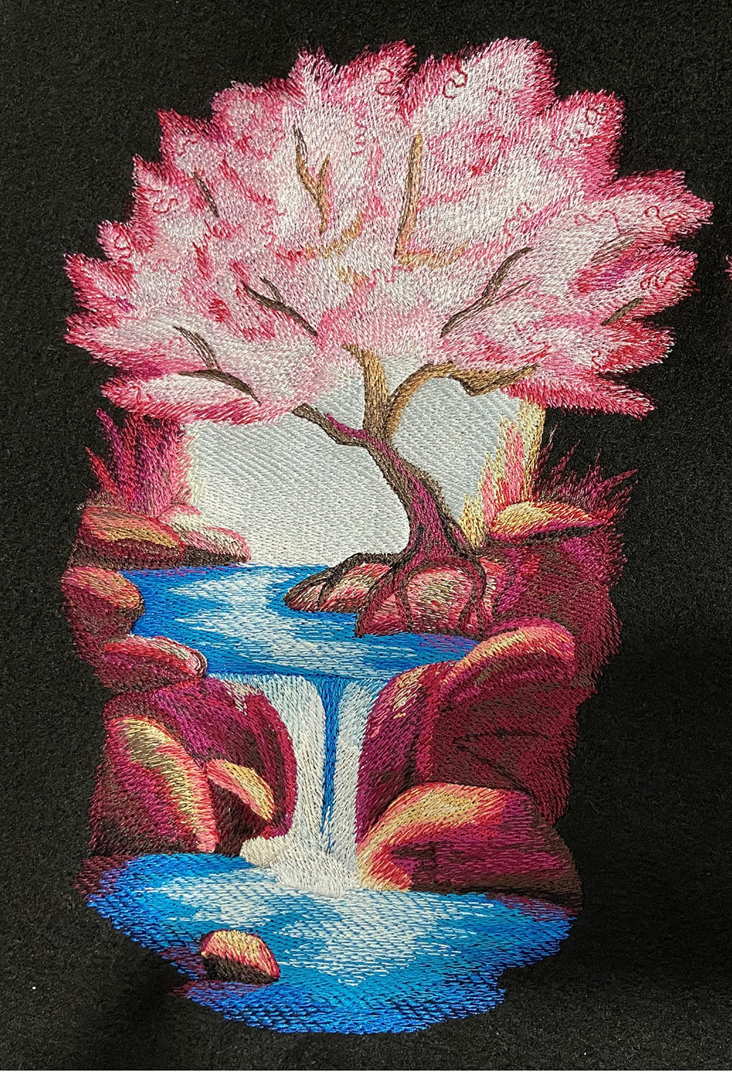 CustomMidnight Cherry Blossoms Embroidery Iron On/Sew Patch (6.8" x 9.9")
